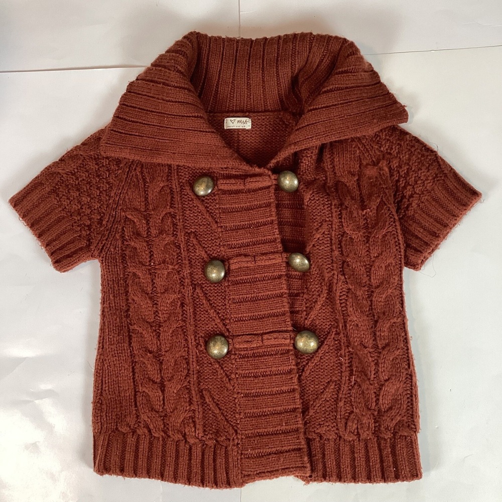 I Love Next Womens/Juniors Sweater Sz 11-12 Years Button Up Knit Short Sleeve